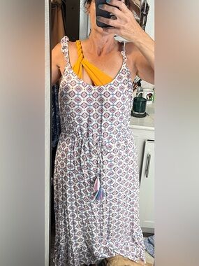 BECCA strappy tie back Floral Tile Print Swim Coverup Dress in Spring colors